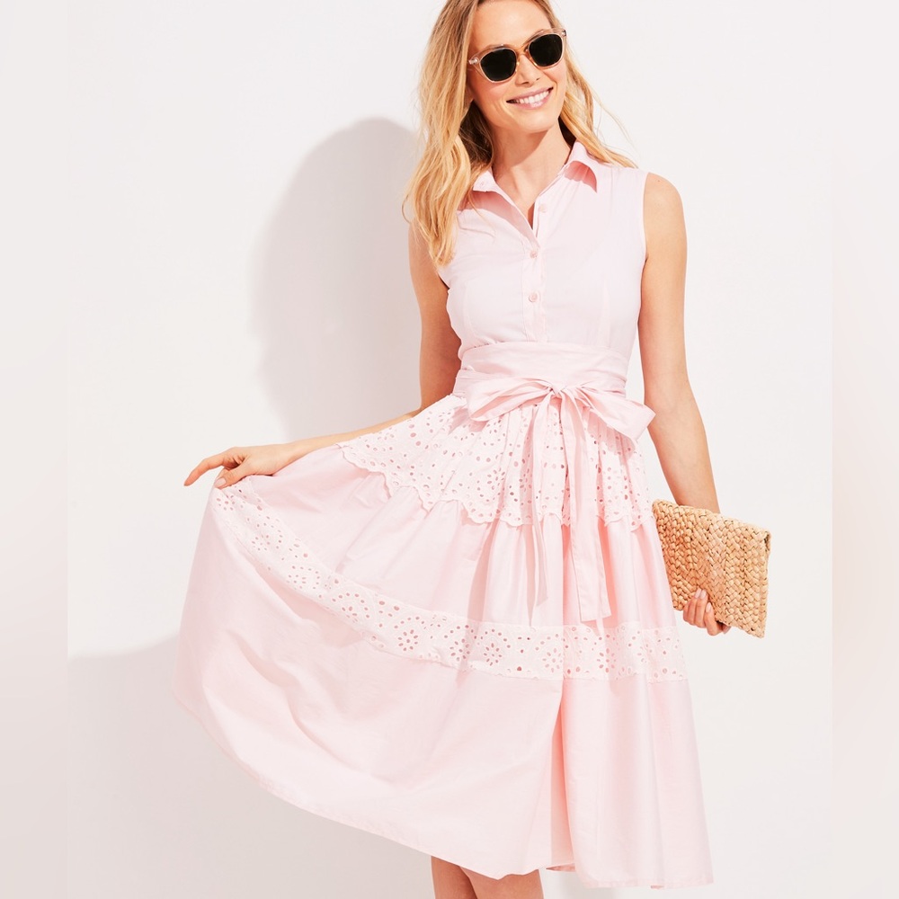 Vineyard Vines Palm Beach Lately Tiered Eyelet shirt dress